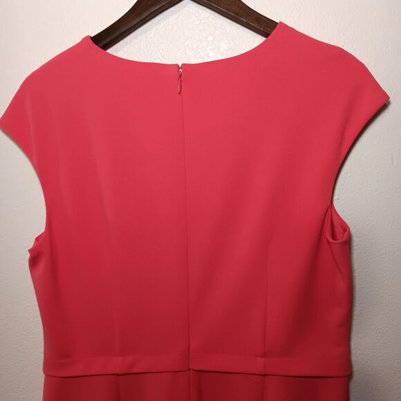 NWT Ivy + Blu Coral Pink Sheath Dress US 14 Ruched Neck Cap Sleeve Work/Cocktail - Picture 9 of 12